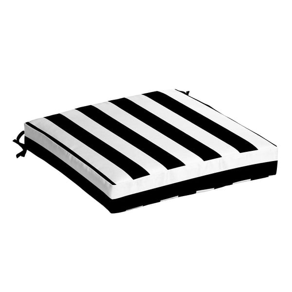 slide 2 of 8, ARDEN Cabana Stripe Outdoor 21 x 21 in. Seat Cushion Black Cabana Stripe