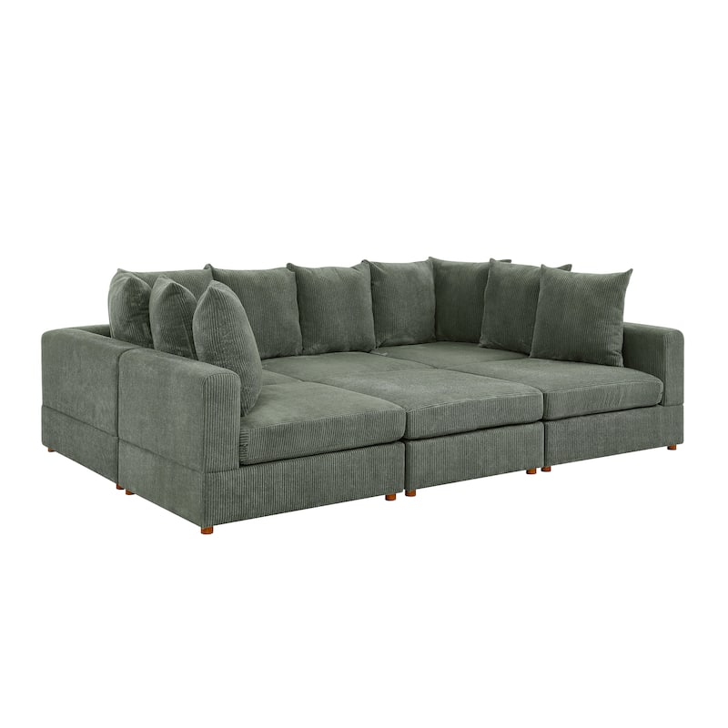 Haven Modular Corduroy Sectional - 6 Piece - 75" D x 116.5" W x 36" H