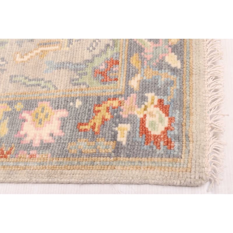 ECARPETGALLERY Hand-knotted Modern Oushak Light Grey Wool Rug - 2'8 x 7'11