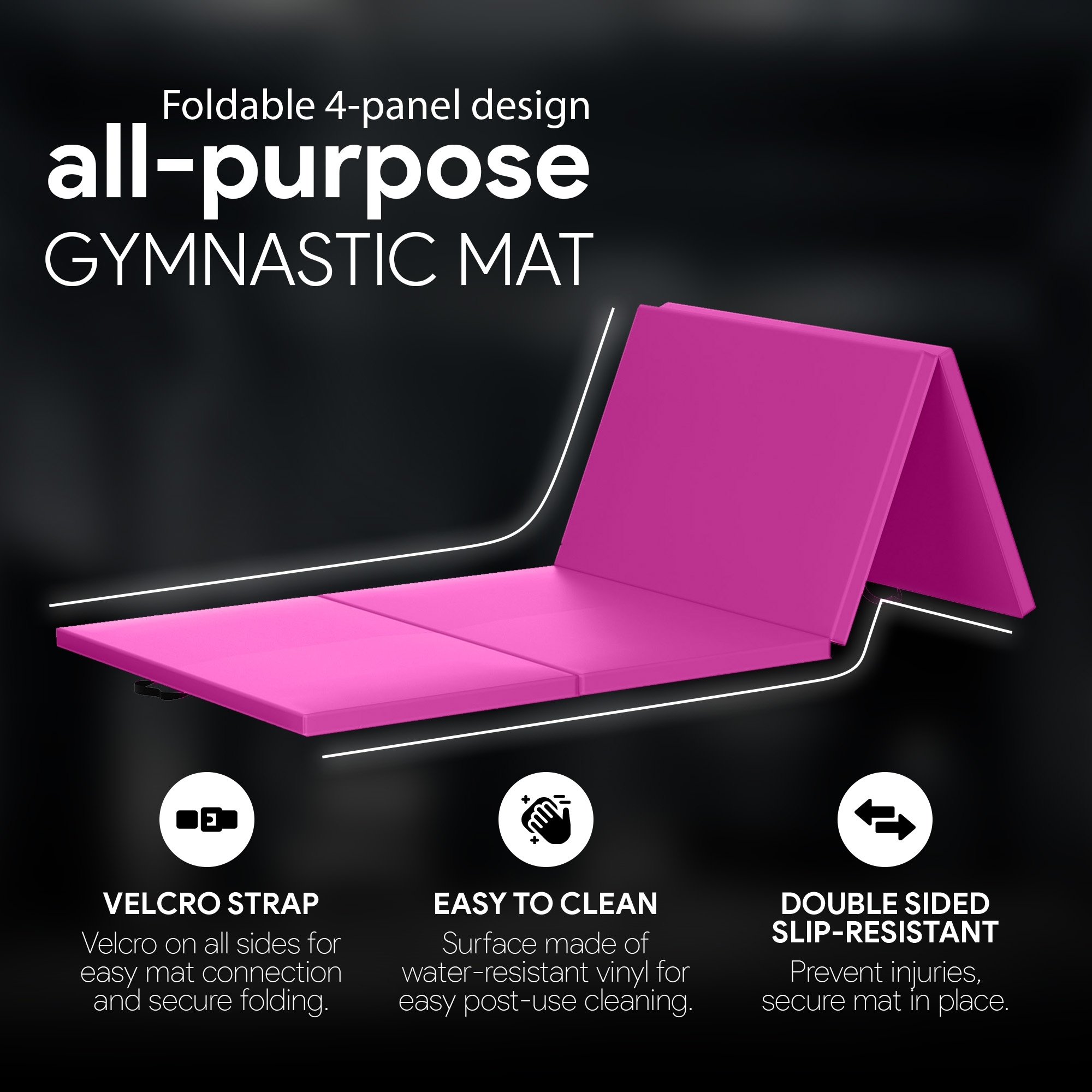 BalanceFrom Fitness 120 x 48 All Purpose Folding Gymnastics Exercise Mat,  Pink - 15