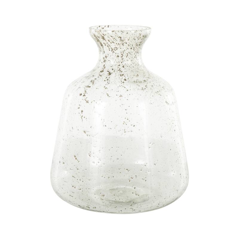 Glass Speckled Vase with Brown Accents - Clear - Roche River Decor