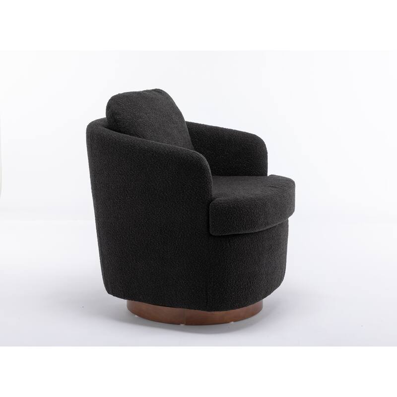 Black 30.3" Swivel Accent Chair with Wood Base