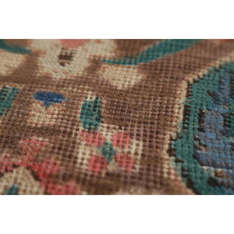 Blue Geometric Tabriz Persian Rug Traditional Handmade Wool Carpet - 7'8"x 10'8"
