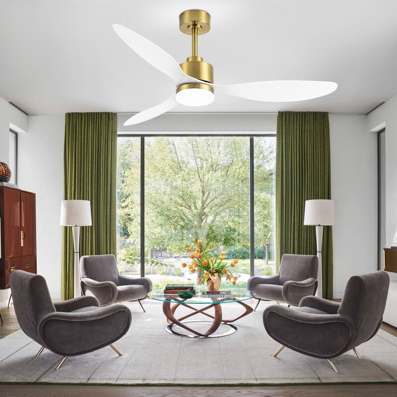 52 Inch Gold LED Ceiling Fan with Lights Remote(3-Blade)