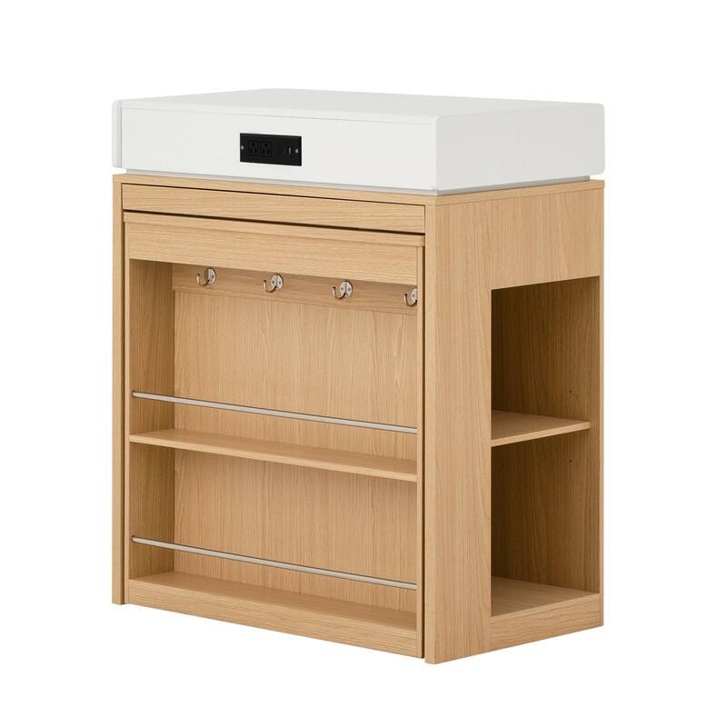 57.7" Kitchen Island with Extendable Top on Wheels, Kitchen Dining Table, Bar Table with Drawers and Power Outlet