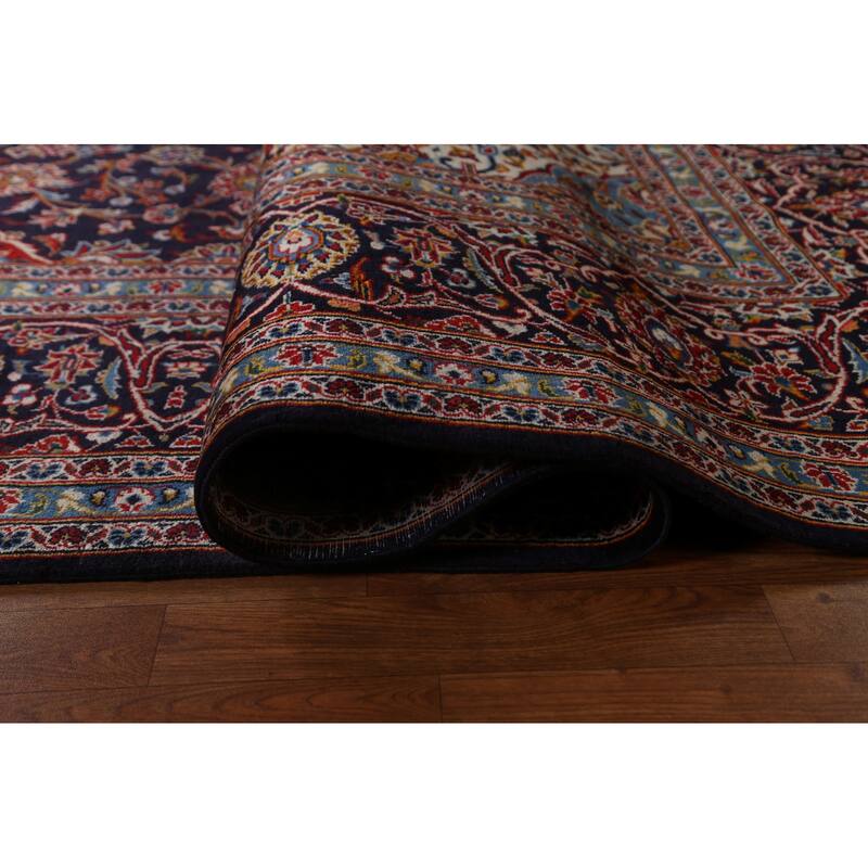 Vintage Traditional Kashan Persian Wool Area Rug Hand-knotted Carpet - 9'11" x 13'1"