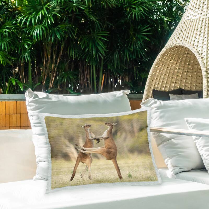 Stupell Two Jumping Kangaroos Printed Outdoor Throw Pillow Design by