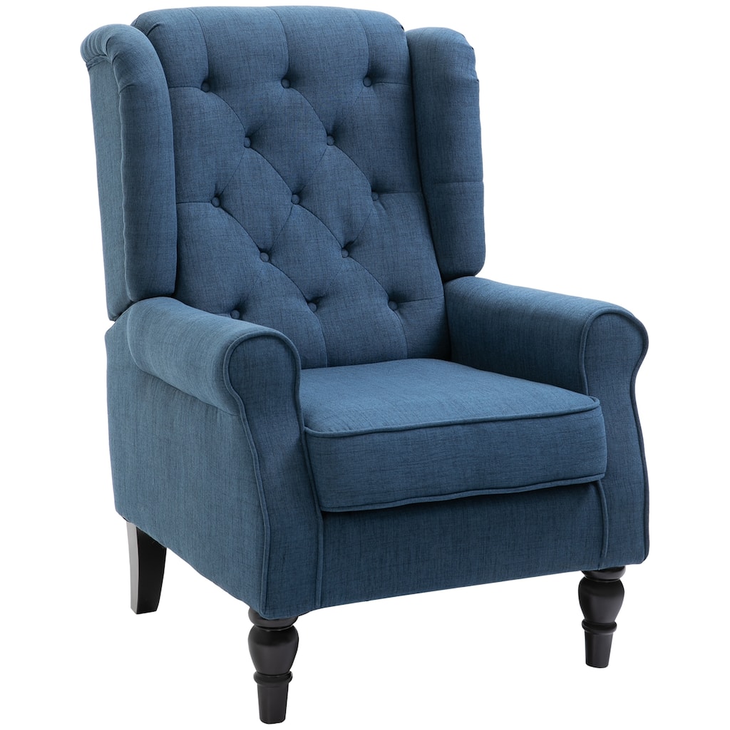 Modern 29.25" High Back Upholstered Buttons Tufted Accent Chair with Rounded Cushioned Armrests and Thick Padded Seat
