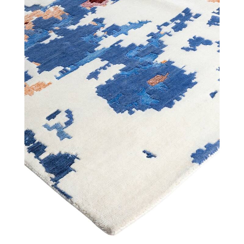 Modern One-of-a-Kind Hand-Knotted Area Rug - Blue, 9' 2" x 12' 2" - 9' 2" x 12' 2"