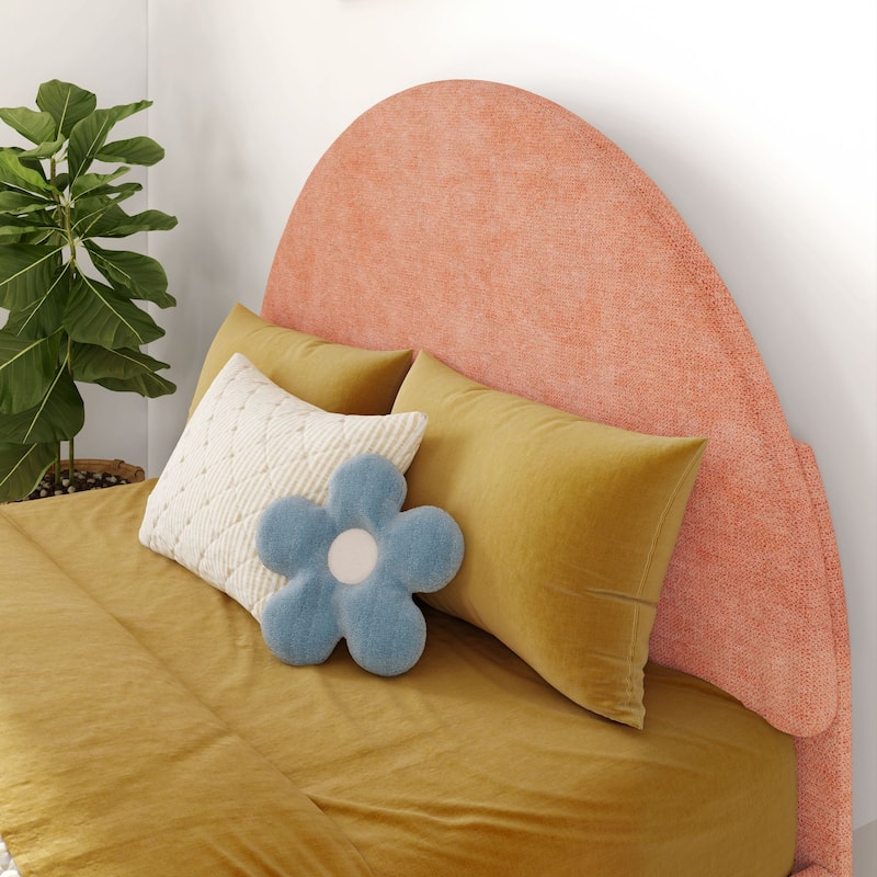 Max and Lily Full-Size Upholstered Bed with Arched Headboard