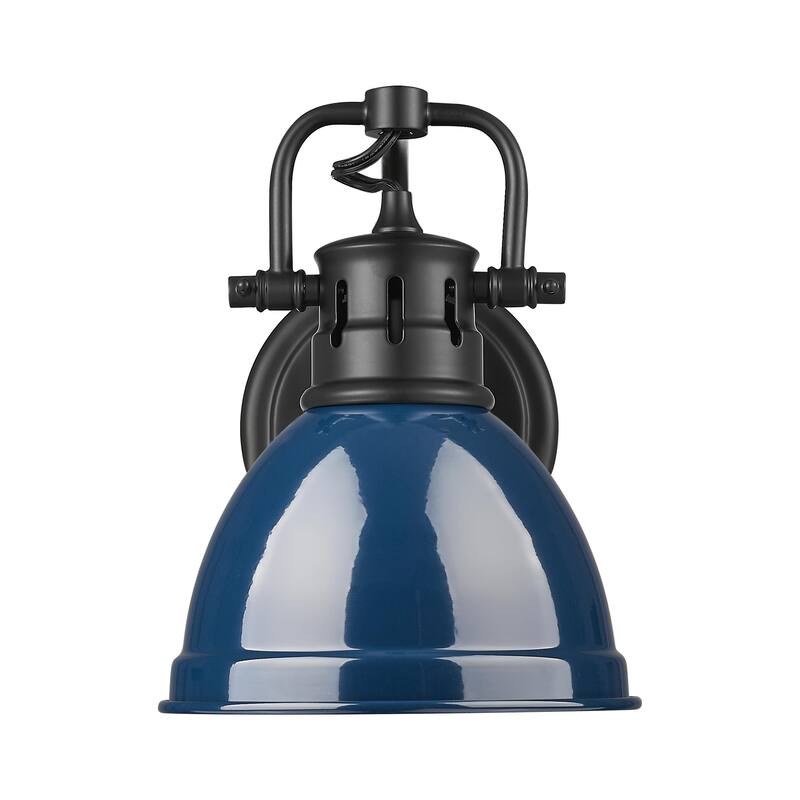 Yep by Golden Lighting Duncan 1-light Vanity in Matte Black and Navy Blue shade