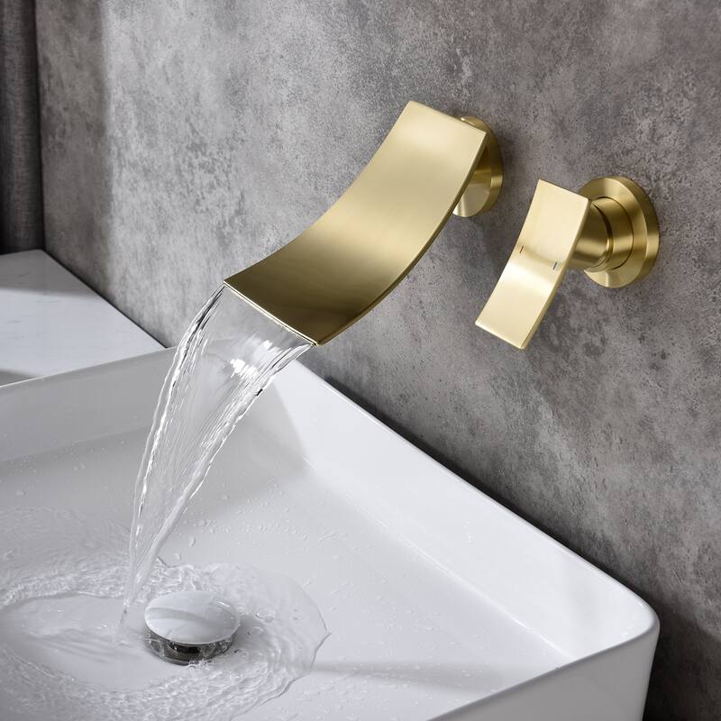 Bathroom Faucet Single Handle Wall Mount Waterfall Bathroom Faucet - Brushed gold