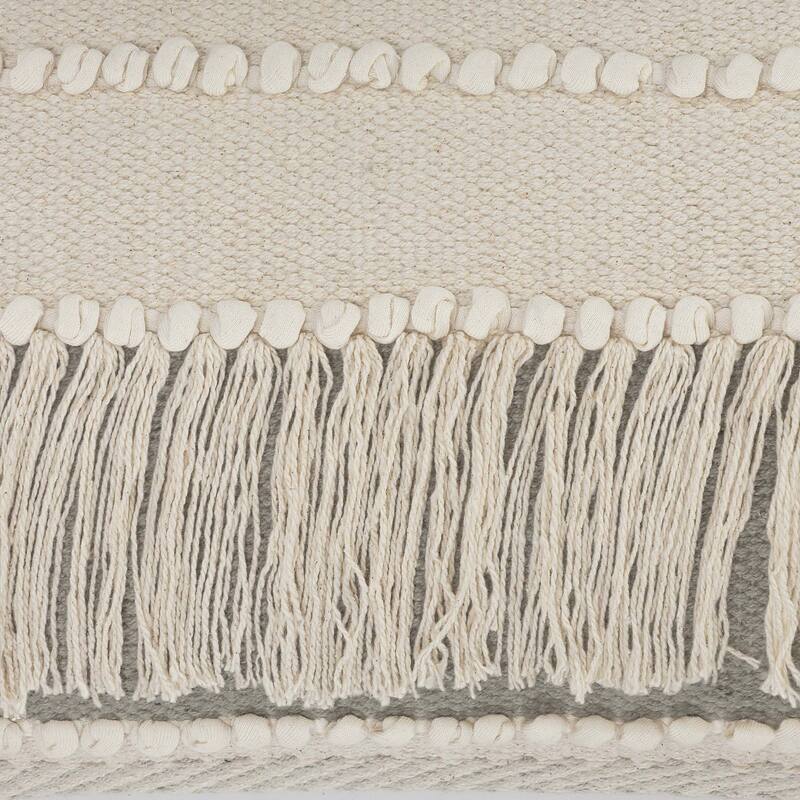 Handmade Textured Geometric Striped Throw Pillows - 20" - Gray and Cream - Set of 4