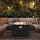 preview thumbnail 1 of 7, Outdoor 50000 BTU Rectangular 45” Propane Fire Pit Table with Glass Wind Guard for Patio, Deck, Backyard, Black - N/A Multi