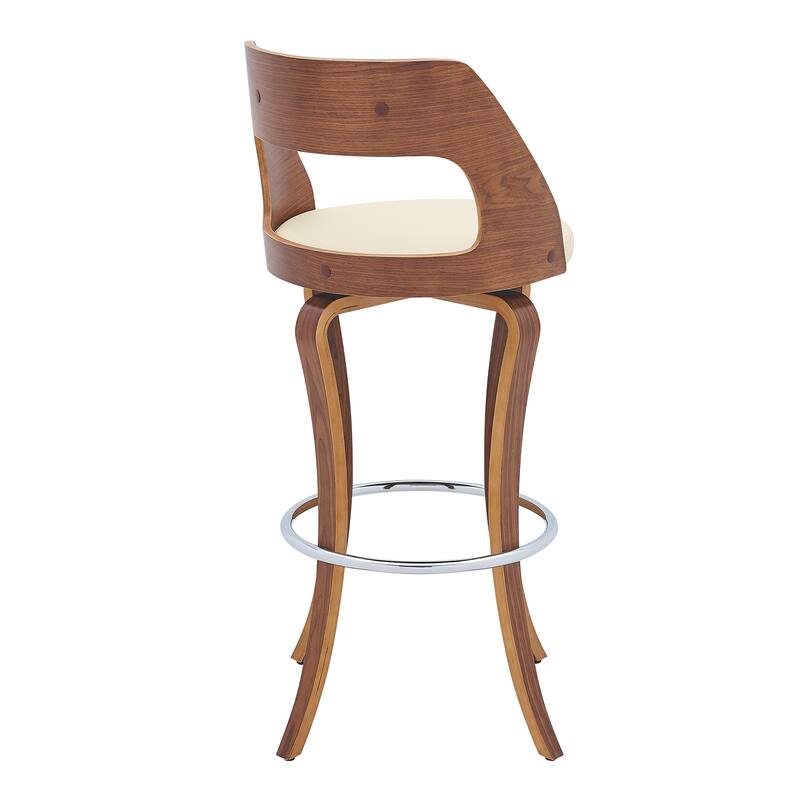 Grady Walnut Wood Upholstered Swivel Bar or Counter Stool
