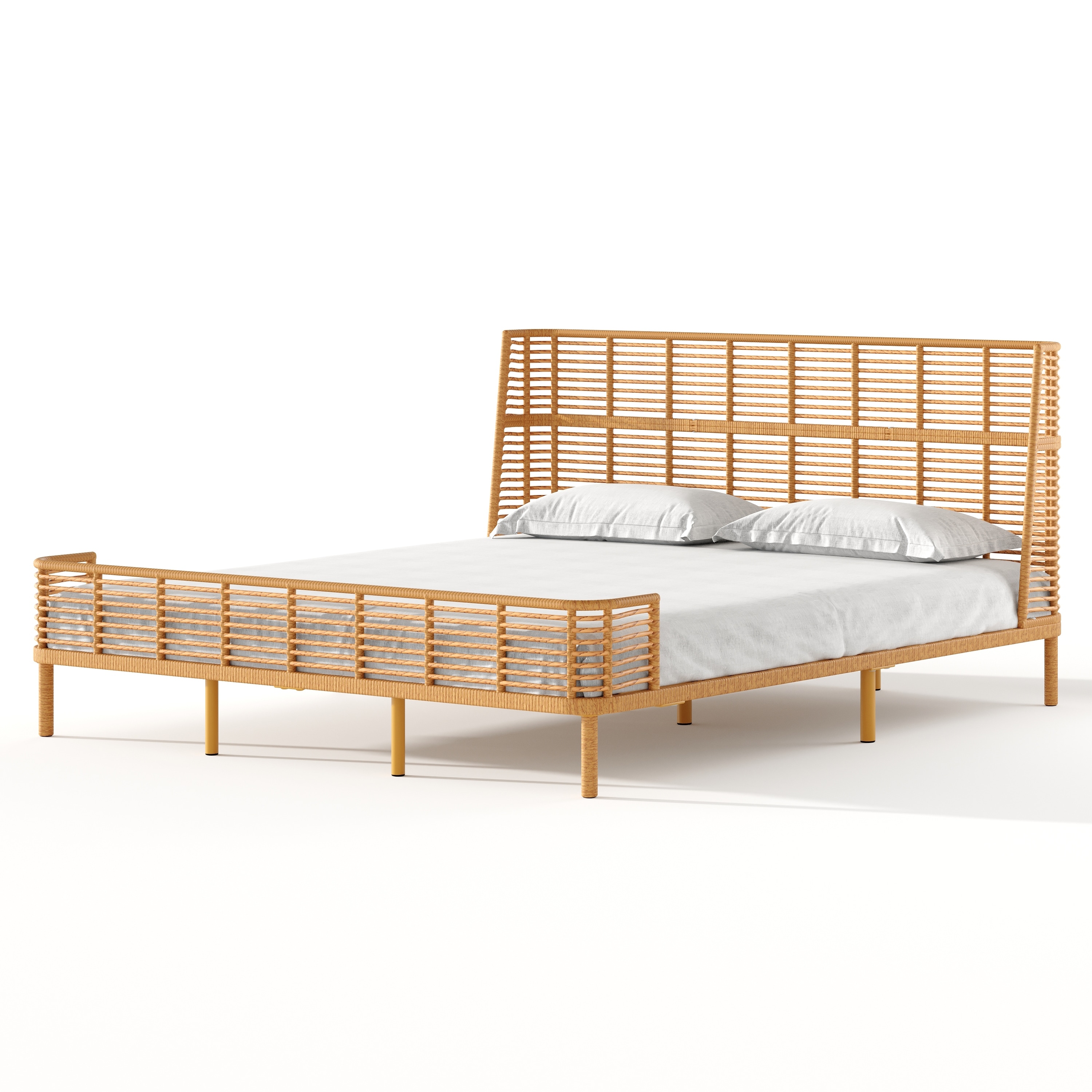Christopher Knight Home - Marlowe Rattan Bed with Metal Frame and