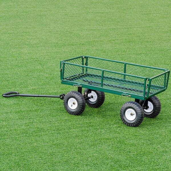 Shop Gymax Heavy Duty Lawn Garden Utility Cart Wagon Wheelbarrow