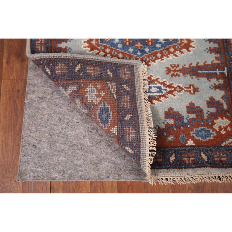 Geometric Viss Indian Runner Rug Hand-Knotted Wool Carpet - 2'6"x 9'7"