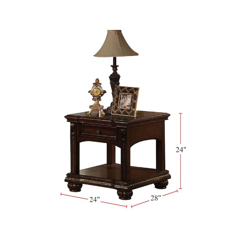 Rectangular End Table with a Drawers in Cherry