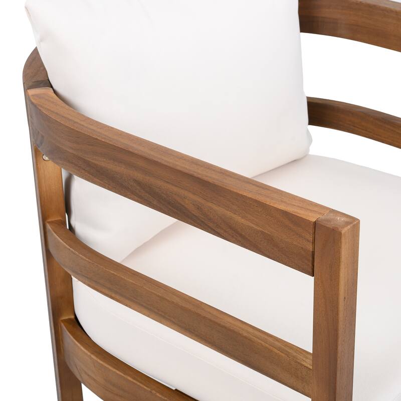 Christopher Knight Home - Harborlane Outdoor Acacia Wood 5-Piece Patio Dining Set with Cushioned Chairs