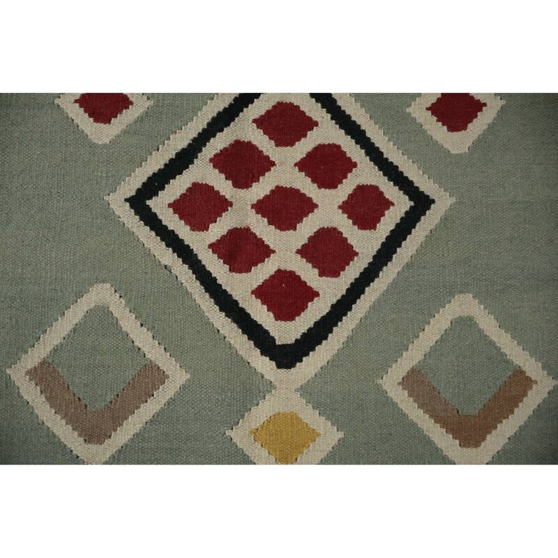 Hand Woven Oriental 100% Wool Carpet Southwestern Tribal Multi-Colored Kilim Area Rug - 8' 1'' X 5' 1''