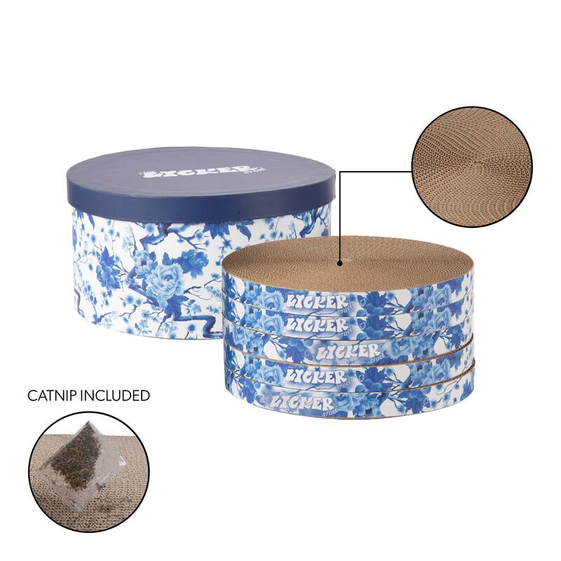 Kate 12" Cardboard Reversible Cat Scratcher Pad in Box with Catnip, (5-Pack)