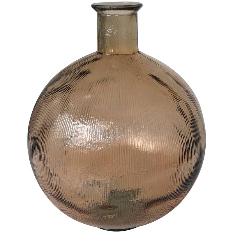 Contemporary Recycled Glass Handmade Ribbed Spanish Bottle Vase - Brown or Clear