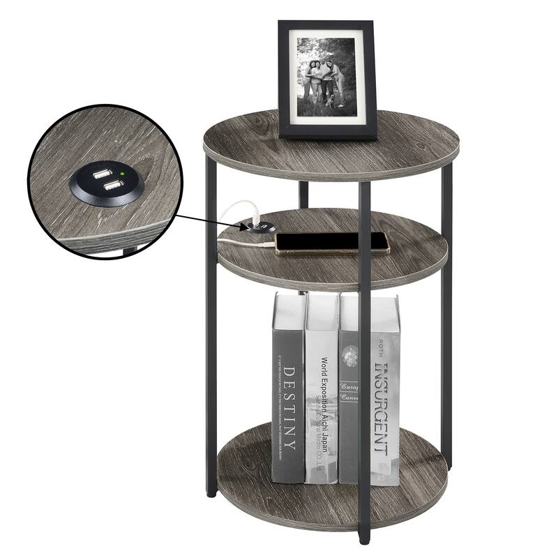 Convenience Concepts Designs2Go Simon 3 Tier End Table with USB Ports