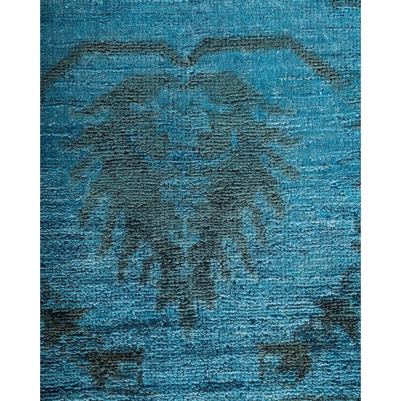 Overton Hand Knotted Wool Vintage Inspired Modern Contemporary Overdyed Blue Area Rug - 12' 0" x 17' 9"