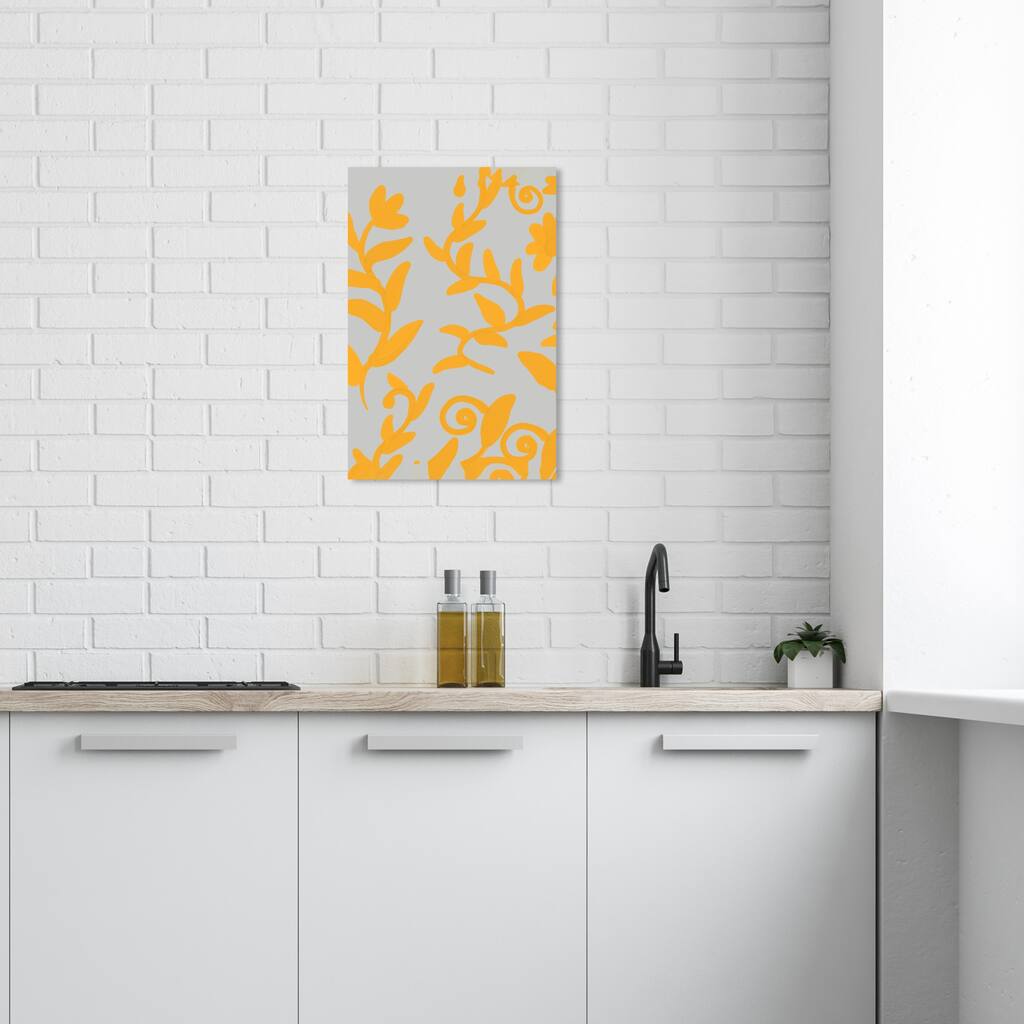 Wynwood Studio Canvas Abstract Plants Simple Pattern Yellow and Dark Yellow Modern & Contemporary Wall Art Canvas Print