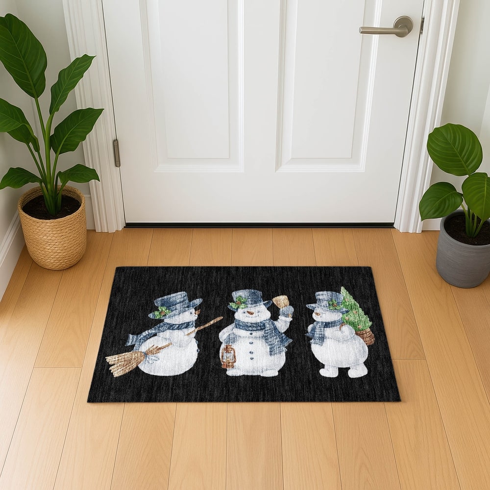 Premium Washable Super Soft Winter Holiday Snowman Mayfield Rug