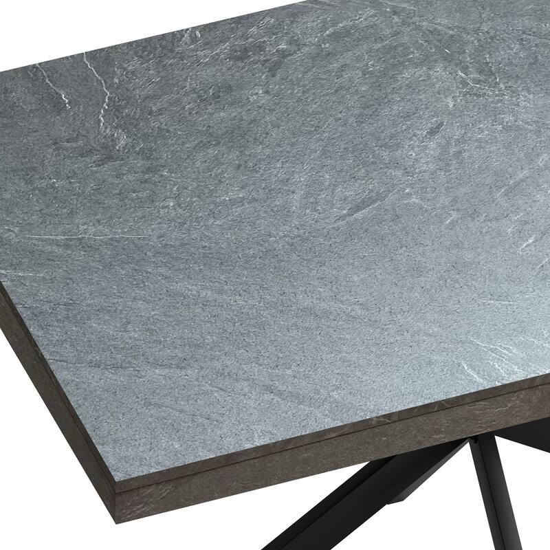 Retro Rectangular Stretch Dining Table with Cross Iron Base