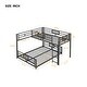 preview thumbnail 20 of 28, Twin over Full Size Metal Bunk Bed Frame with Iron Mesh Decor, L-Shaped Loft Bed with Underneath Platform Bed