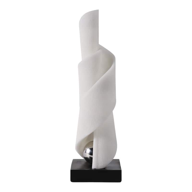 Polyresin Sculpture Modern Twist Design for Home Decor - 21" White - 6" x 6" x 20.5"