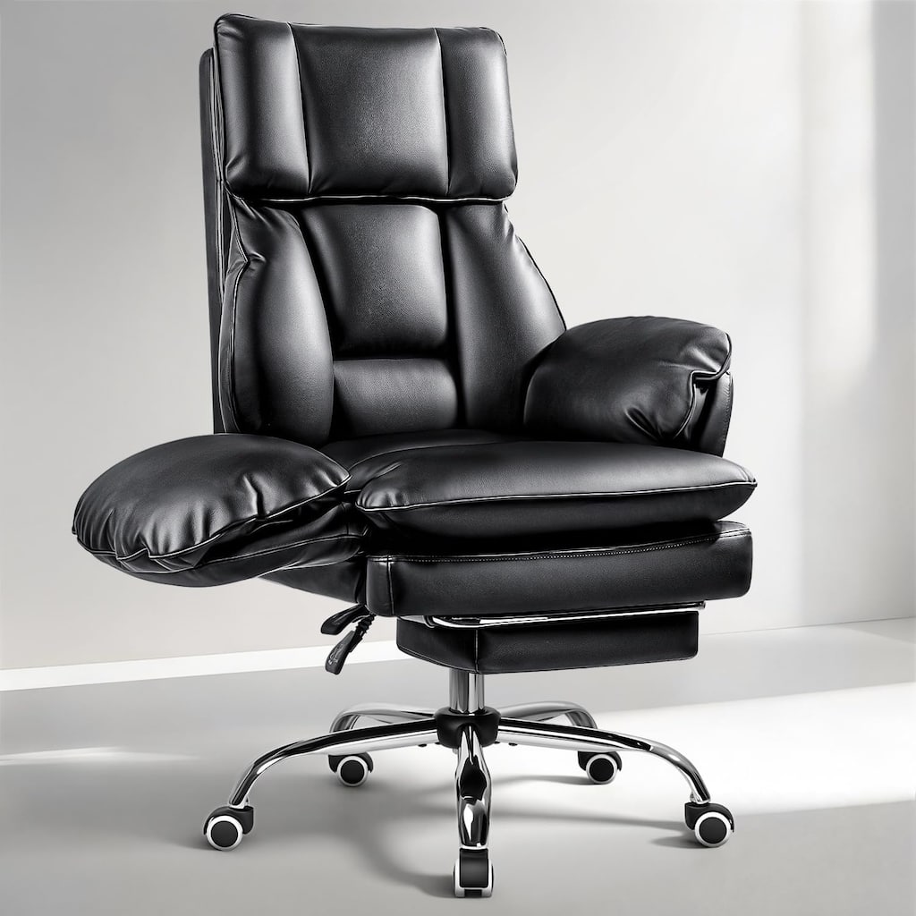 BOSSIN Big and Tall Office Chair 400LBS,Flip Armrests for Pets & Cross Legged Sitting with Foot Rest