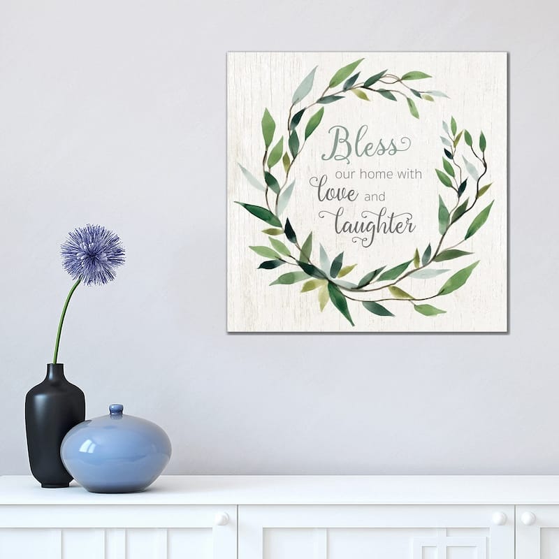 iCanvas "Bless This Home Greenery" by Carol Robinson Canvas Print - 18x18x1.5