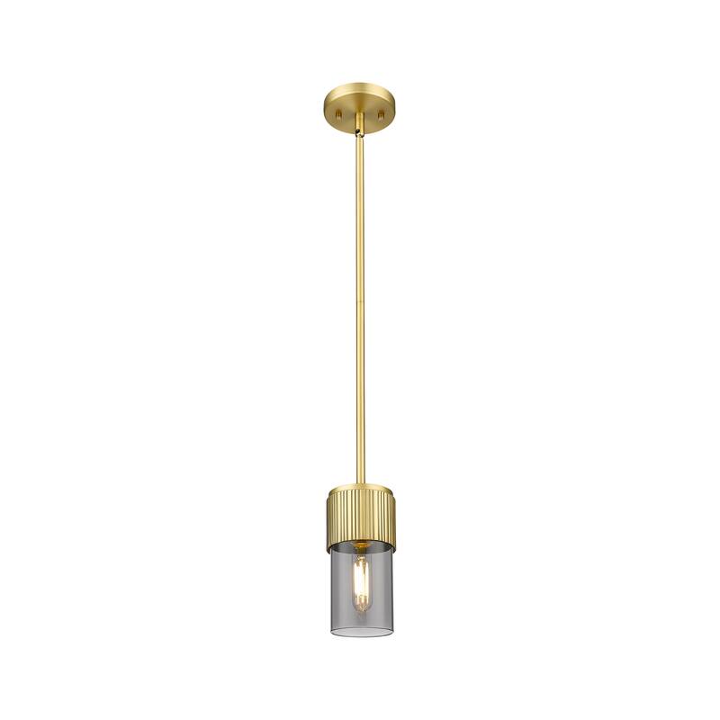 Innovations Lighting Bolivar - 1 Light 7" Stem Hung Pendant - Brushed Brass/Light Smoke
