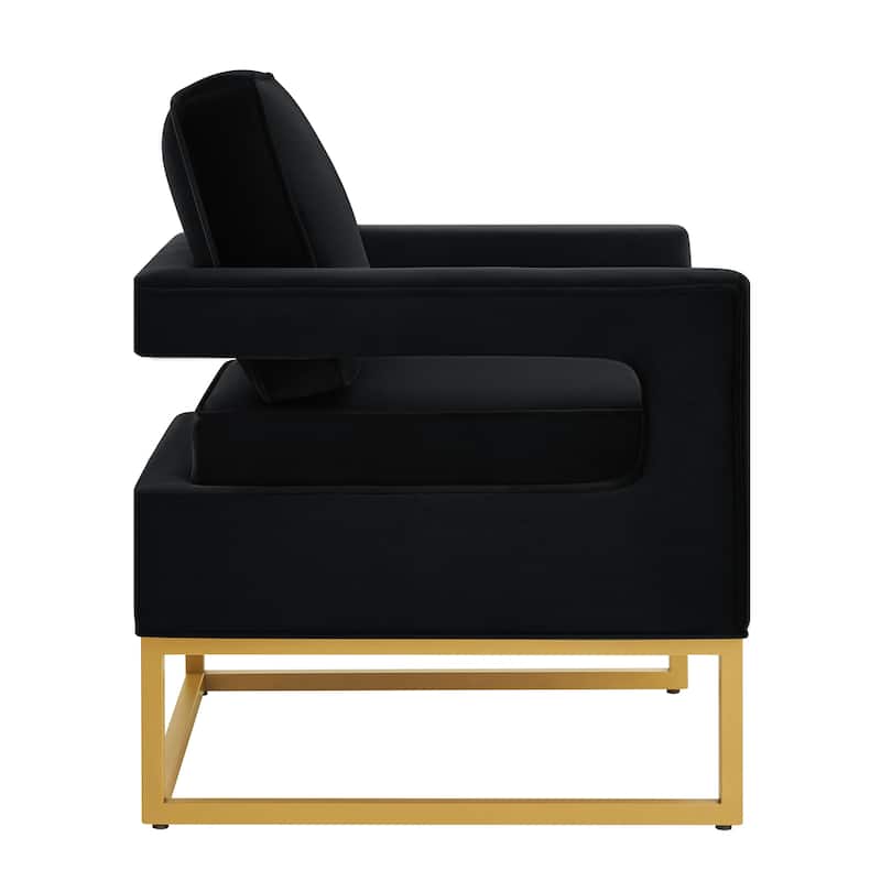Velvet Upholstered Arm Chairs Accent Chair with Gold Metal Base, Modern Leisure Chair Sofa Chair for Living Room Bedroom