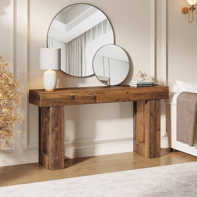 63" Wooden Console Table, Rectangular Sofa Table for Behind Couch, Entryway, HallwayLiving Room