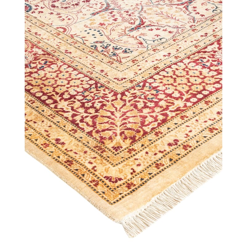 Overton Handknotted Wool Traditional Oriental Ivory Area Rug - 6' x 9'