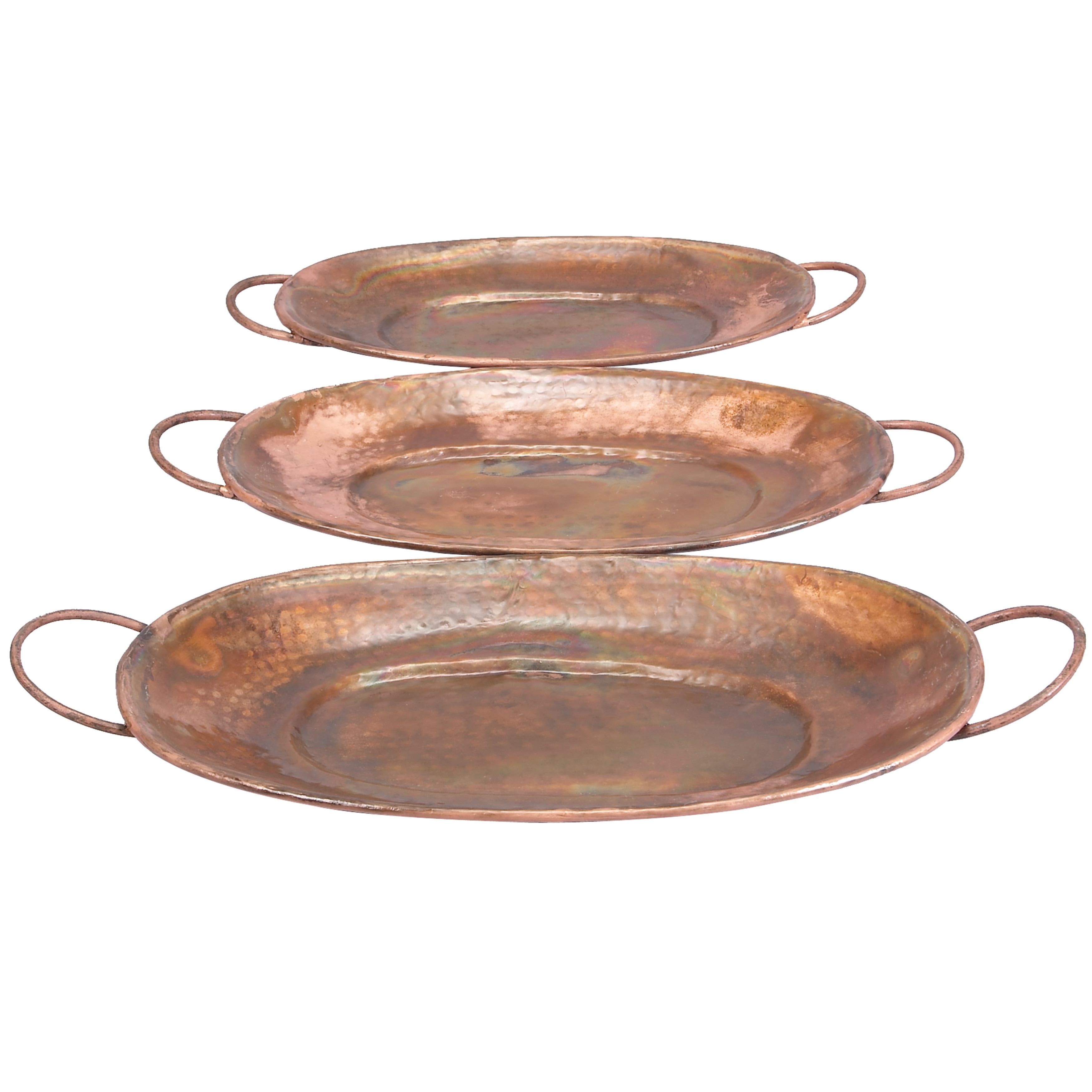 Metal Tray - Set of 3 Copper - Roche River Decor - 13"W x 27"L x 3"H