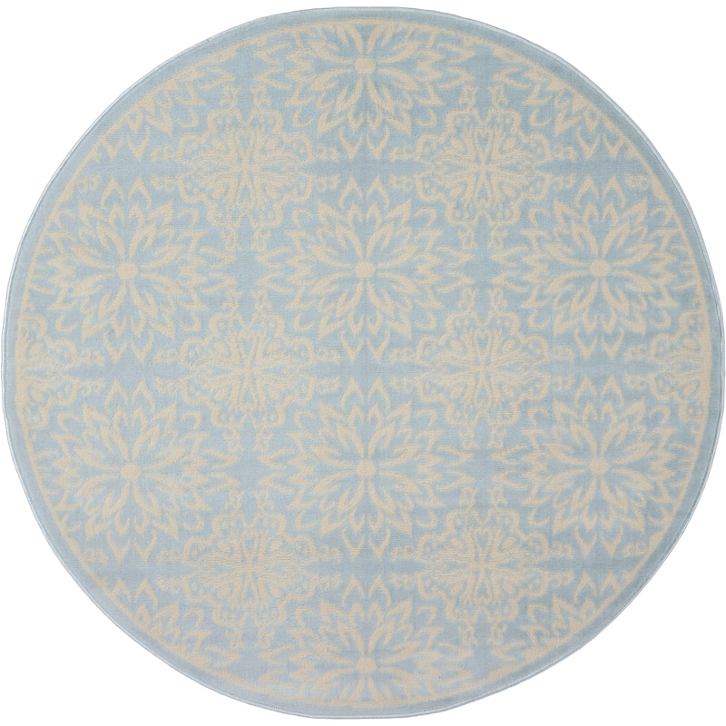 Nourison Jubilant Floral Medallion Area Rug - 5'3" Round - Light Blue
