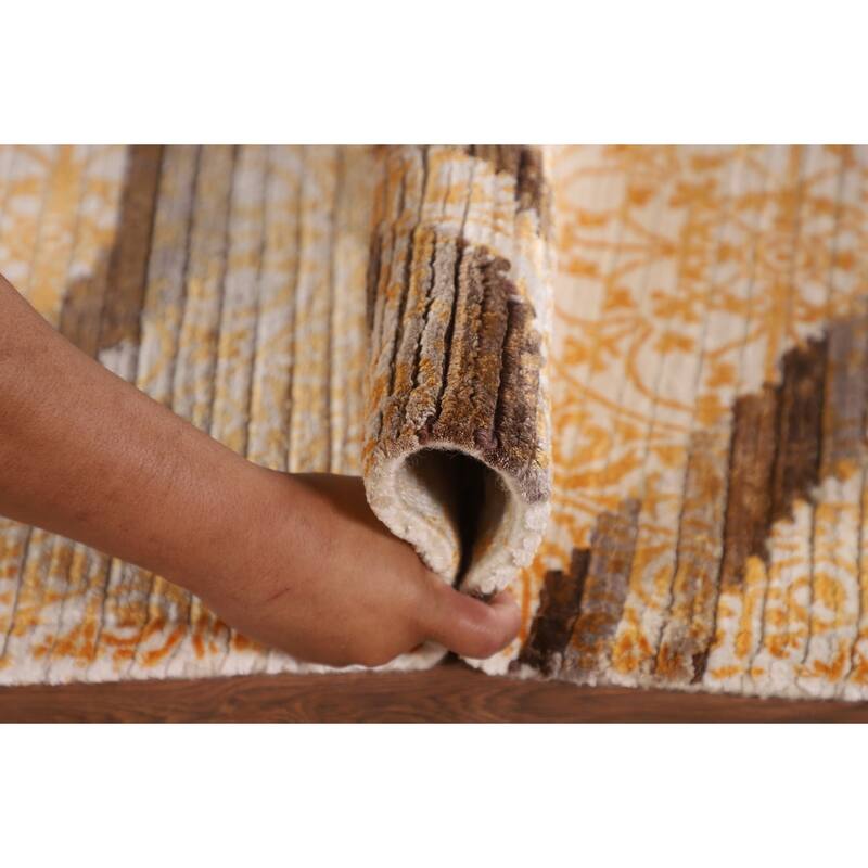 Abstract Oriental Accent Rug Handmade Striped Wool Carpet - 2'9"x 5'1"