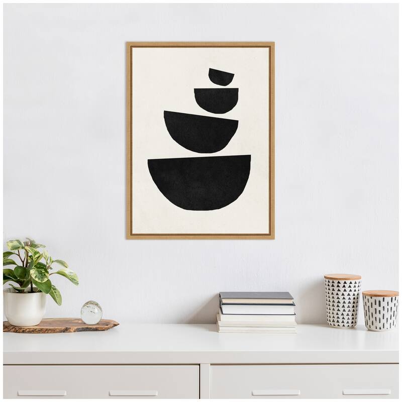 Kate and Laurel Sylvie Black Geometric Abstract 1 Framed Canvas by July Art Prints
