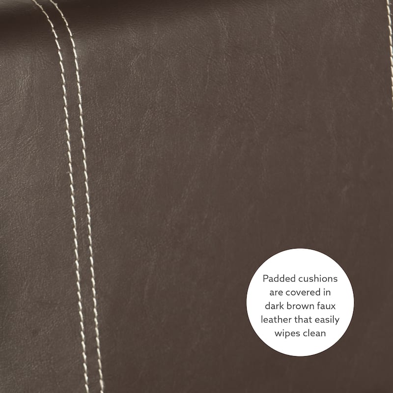 Linon Clover Dark Brown Faux Leather 30-inch Bar Stool