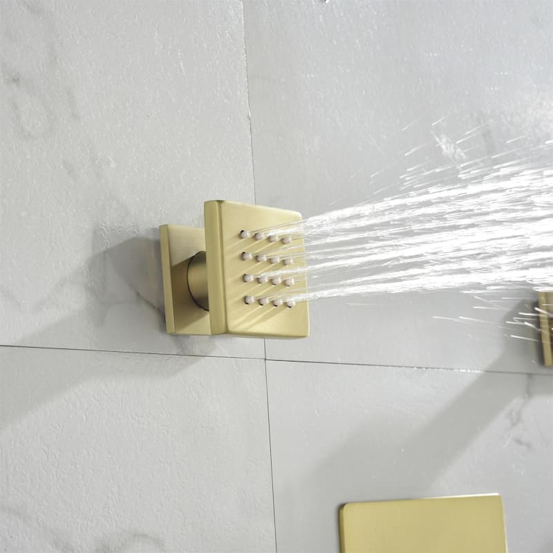 Wall Mount Shower Faucet with Body Jets Brass 3-Setting Spray Complete Shower System with Pressure Balance Valve