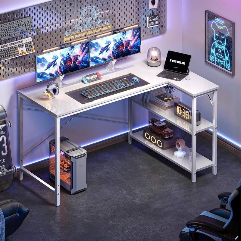 47 Inches Computer Desk with Reversible Storage Shelves