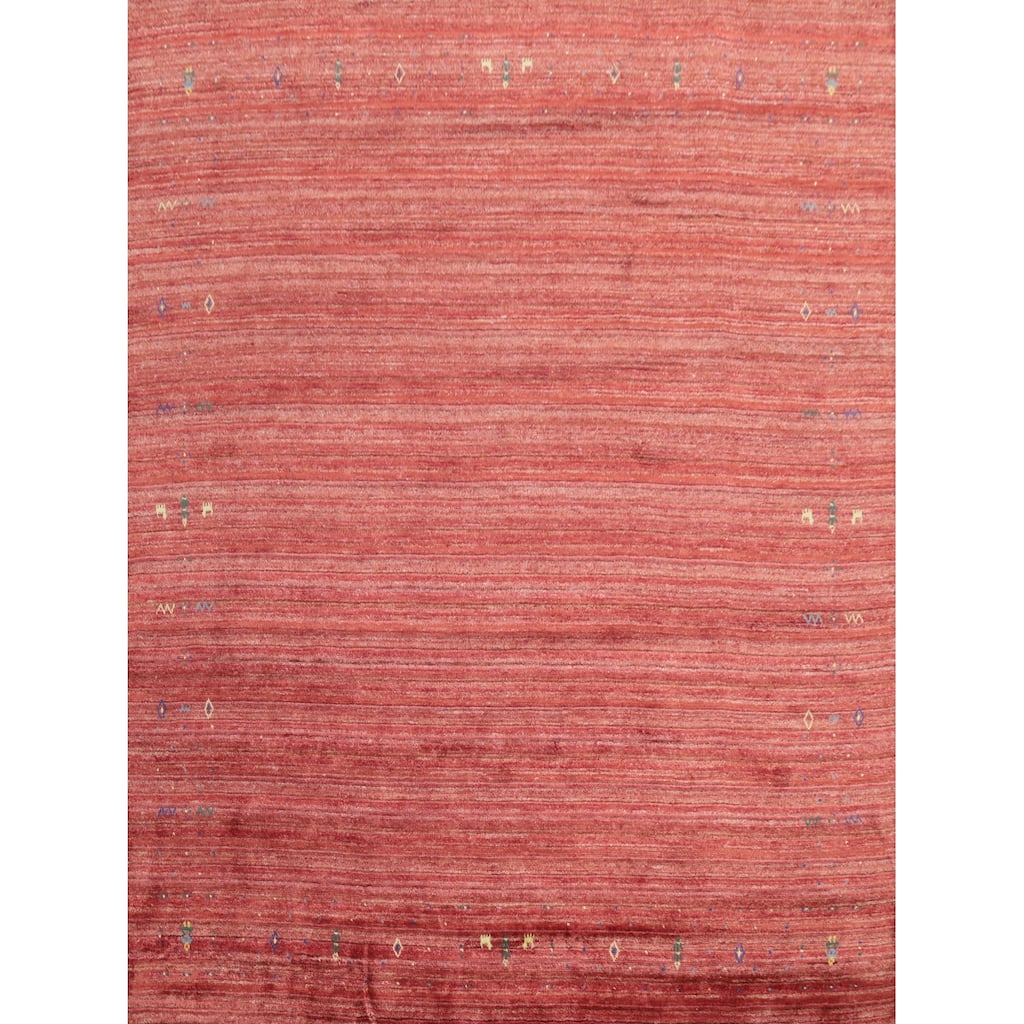 Hand Knotted Oriental Viscose Silk Carpet Tribal Animal Pictorial Red Gabbeh Area Rug - 8' 8'' X 8' 9''