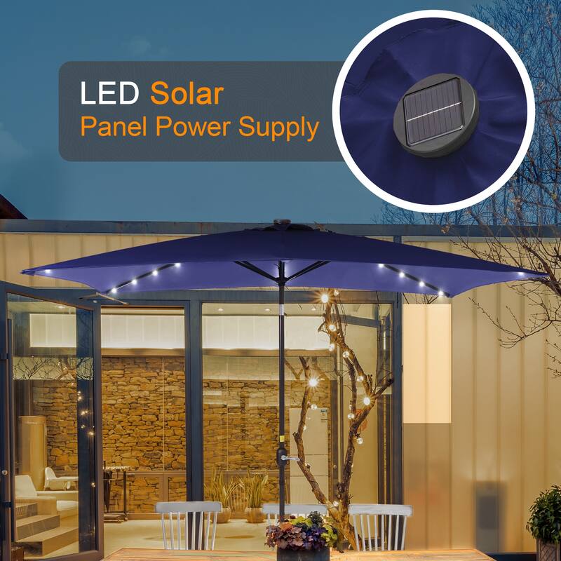 LIVOOSUN 6x9Ft LED Patio Umbrella Weather Resistant Table Umbrella