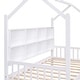 preview thumbnail 11 of 21, Twin Size House Bed with 2 Drawers & Storage Shelf, Wooden Low Platform Bedframe Daybed with Roof